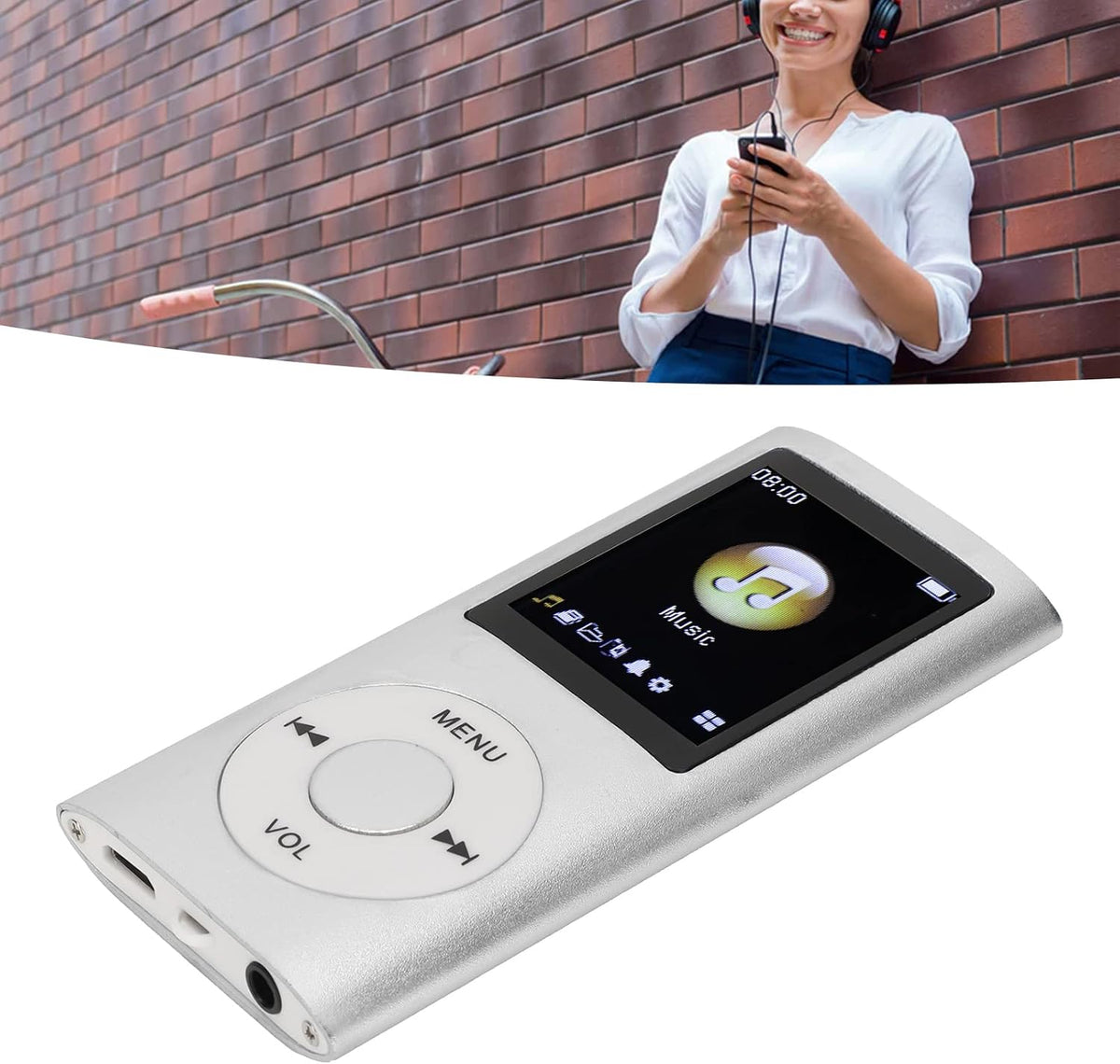 Diyeeni MP3/MP4 1.8 inch 64GB 8H Player, Portable Music Player with Earphone, HD Screen, Support up to Memory Card