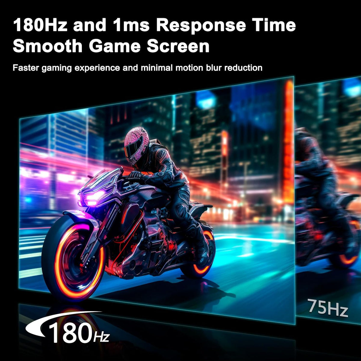SANSUI 27 Inch WQHD 2560 x 1440 IPS Gaming Monitor, 180Hz 1ms Computer Monitor, DP 1.2 x2 | HDMI 2.0 x2 | VESA Mount, 120% sRGB HDR Eye Care Metal Stand (DP Cable Included)