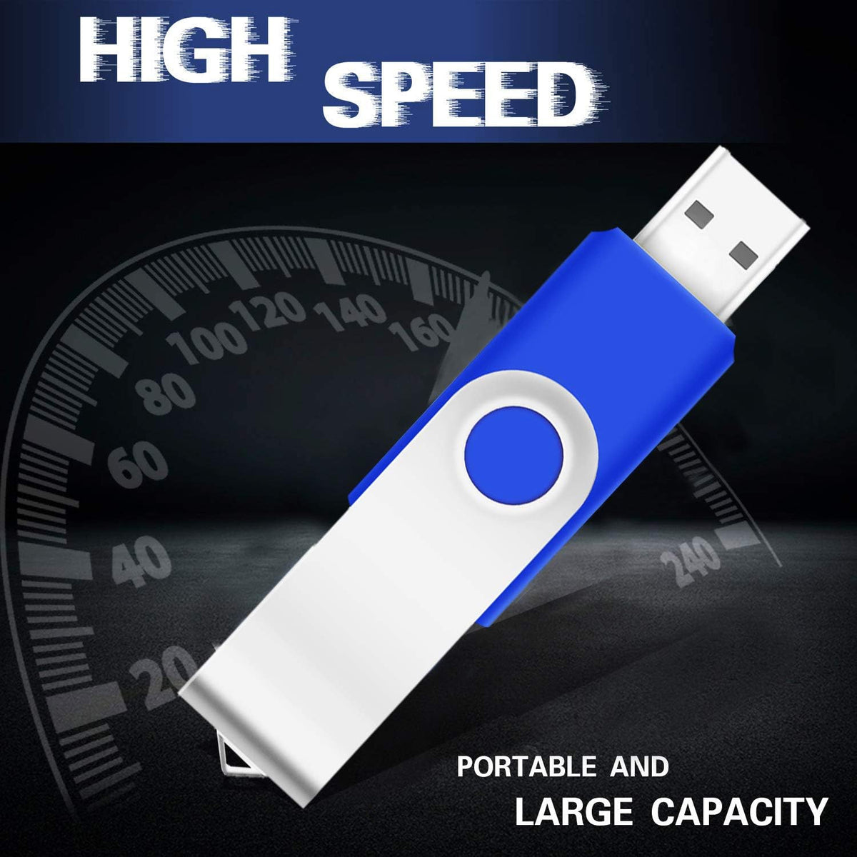 100Pack of 16GB Bulk Flash Drives EASTBULL Flash Drives Pack USB 2.0 Thumb Drives Bulk Swivel USB Drives Bulk with Strings (16GB-Blue)