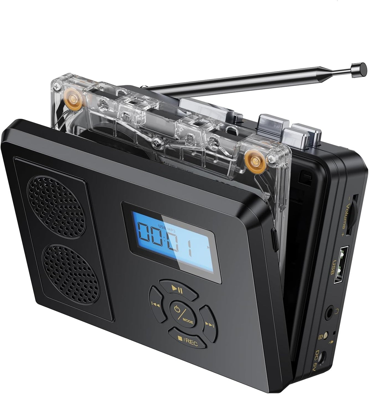Hernido Cassette Player/MP3 Portable Tape Player, FM Radio/USB Digital Converter, Built-in Dual Stereo Speaker