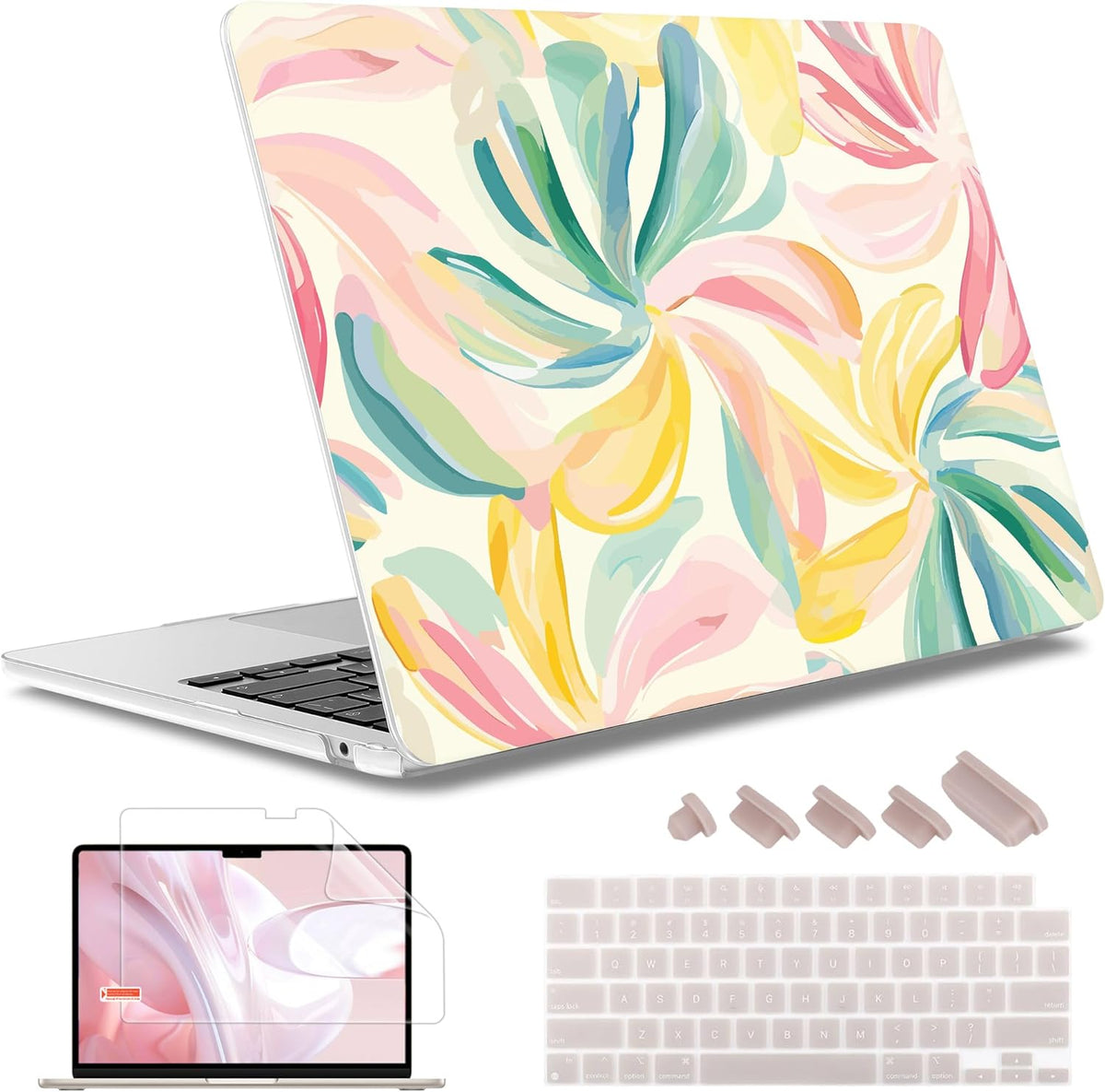 May Chen for MacBook Air 13.6 Inch Case 2025/2024/2023/2022 Release (Model A2681 A3113 A3240, M2 M3 M4 Chip) – Hard Shell Laptop Cover with Keyboard Cover & Screen Protector，Flower Blooming