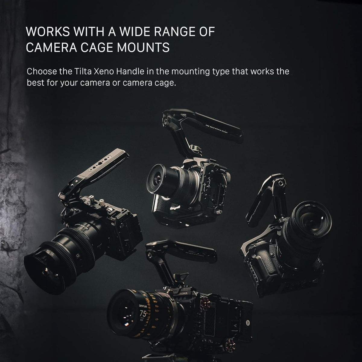 Tilta Xeno Top Handle for Filmmakers & Cameras - Black | Aluminum Alloy and Silicone Build | 1/4″-20 and 3/8″-16 Threads w/Locating Points | Safety Release Pin | Comfortable Handling (Cold Shoe)