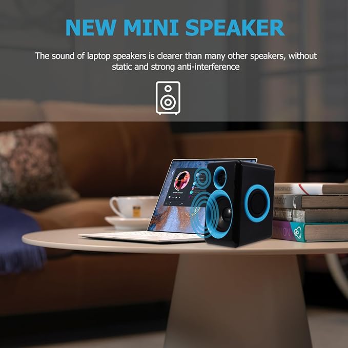 Zerodeko Mini USB 2.0 Laptop Speaker for Desktop Computer Compact Mini Speaker with Loud Diaphragm for Home Office Use Compatible with PC and Notebook