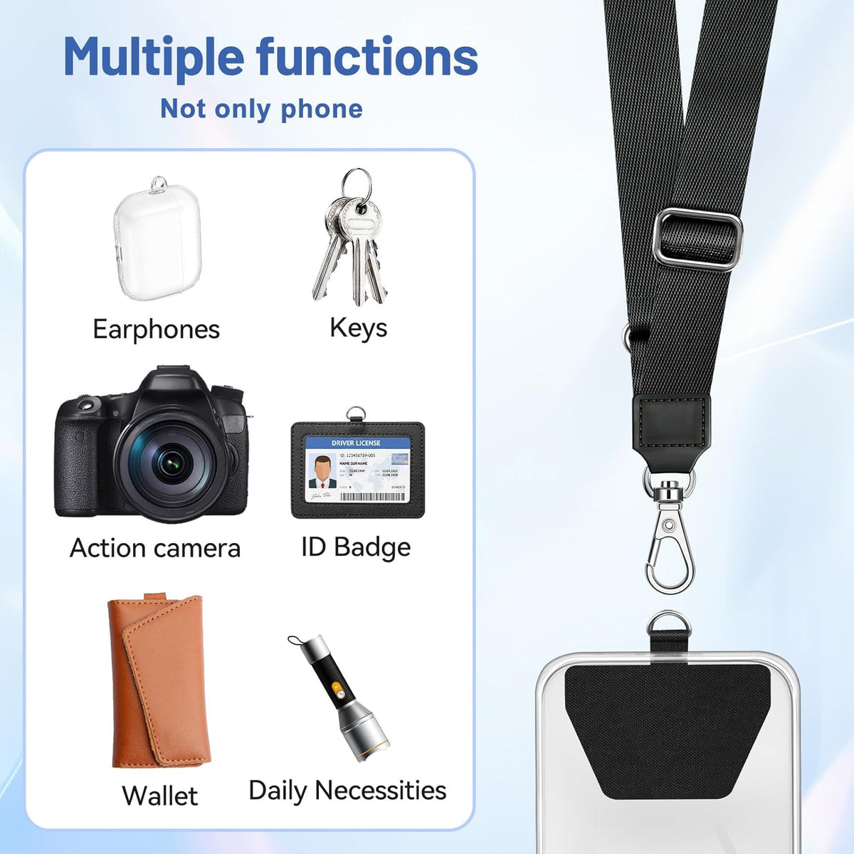 Doormoon Phone Lanyard, Universal Adjustable Neck Straps for Phone Case Keys ID Badges Phone Accessorie Compatible with iPhone, Samsung, Motorola, LG & Most Smartphones, 2 Pack, Sea