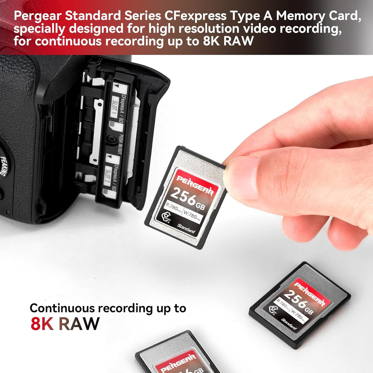 Pergear 256GB CFexpress Type A Memory Card, Up to 780MB/s Read Speed & 780MB/s Write Speed for 4K 120P,8K 30P Recording Compatible for Sony Alpha & FX Cameras (VPG200)