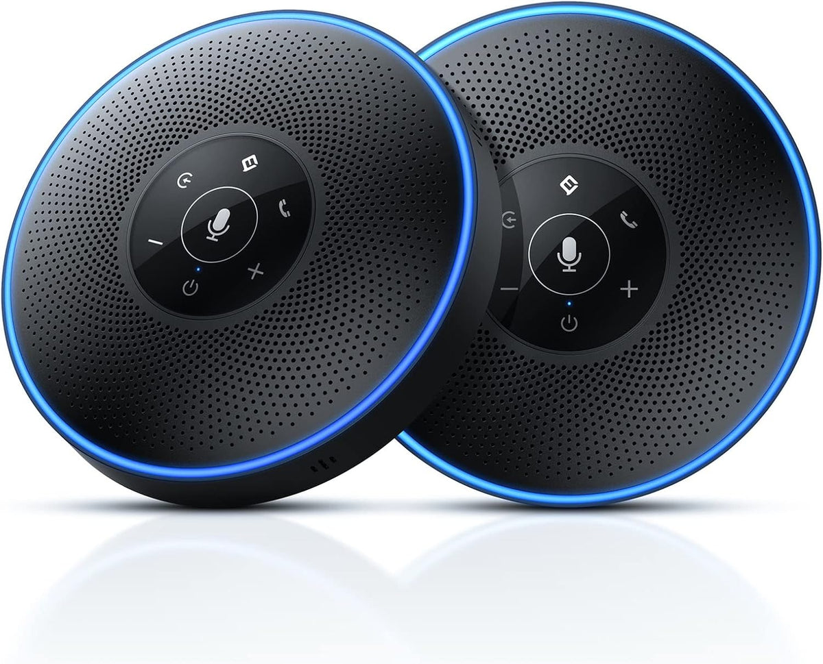 EMEET Bluetooth Speakerphone - Daisy Chain/Use Alone up to 16 attendees, M220 Professional Wireless Speakerphone 360°Voice Pick-up 8 AI Noise Cancellation Mics Skype Speakerphone for Conference Calls
