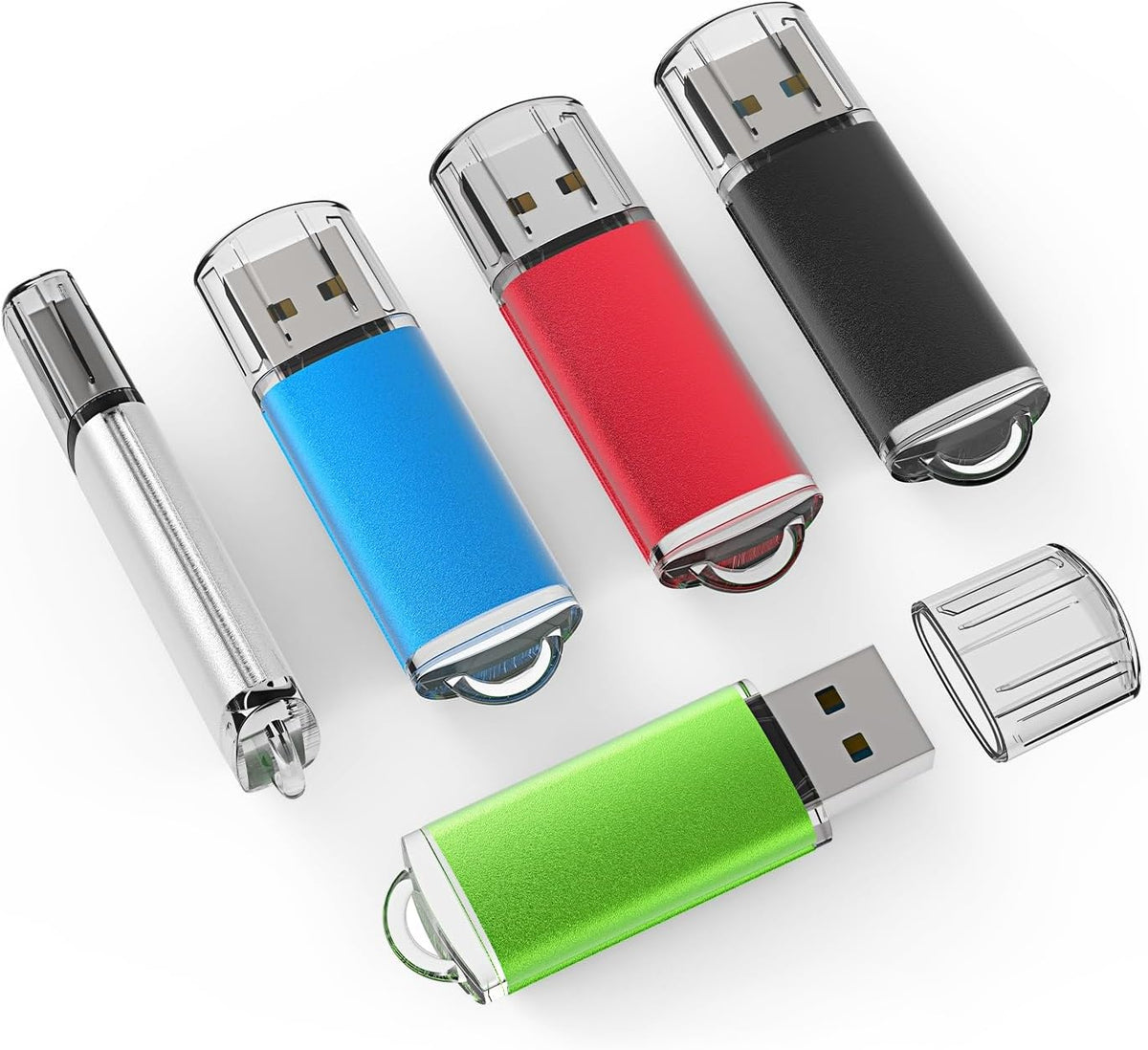 TOPESEL USB Flash Drive 5 Pack 4GB USB 2.0 Flash Drive Memory Stick USB Drive Thumb Drives USB Stick (5 Mixed Colors: Black Blue Green Red Silver)