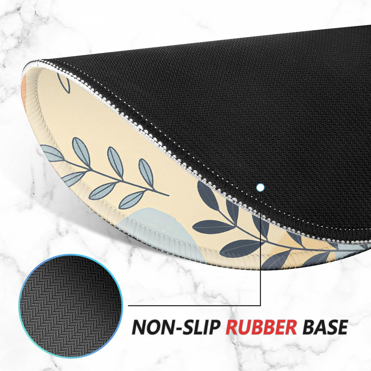 ITNRSIIET Mouse Pad Non-Slip Rubber Base Smooth Surface Stitched Edges Waterproof Durable Compatible with All Mice for Office & Gaming, Desk Accessory, Diameter 8.7 inch, VividFoliage
