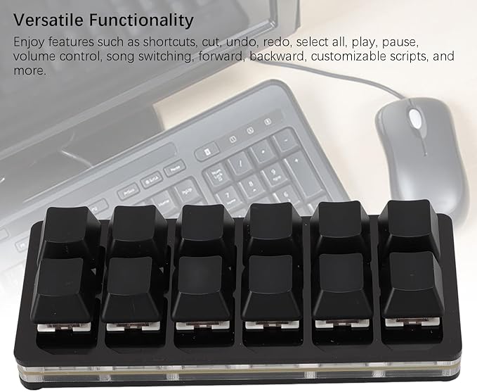 Denash 12 Key Mechanical Keyboard RGB Multifunctional Small Mechanical Red Switch Gaming Keyboard for PC Enjoy Shortcuts Customizable Scripts RGB Colorful Lights Light and Portable