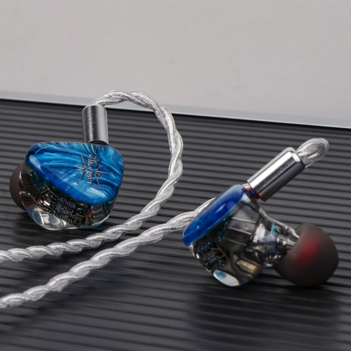 Kiwi Ears Orchestra Lite in Ear Monitor, Custom 8BA HiFi Earphone, Studio Monitor Headphone, Wired Earbuds with Detachable OFC Cable, Handcrafts Faceplate for Audiophile Musician (Blue)