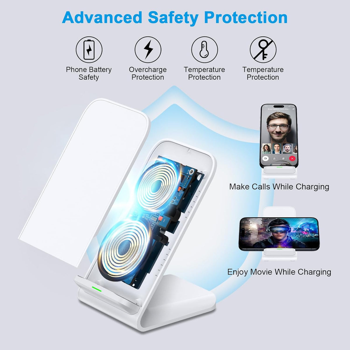 Pixel Fast Wireless Charger, 15W Wireless Charging Stand for Google Pixel 9a 9 Pro XL 8a 8 Pro 7a 7 Pro 6 Pro, Android Phone Wireless Charger Stand for Samsung Galaxy S25 Ultra S24 S23, iPhone 16 15