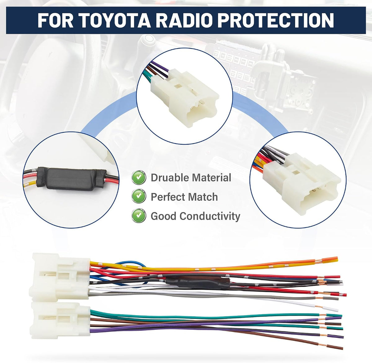 2006-2018 1998-2019 4Runner RED WOLF Car Radio Wiring Harness Built-in Resistors Protect Vehicles Battery Replacement