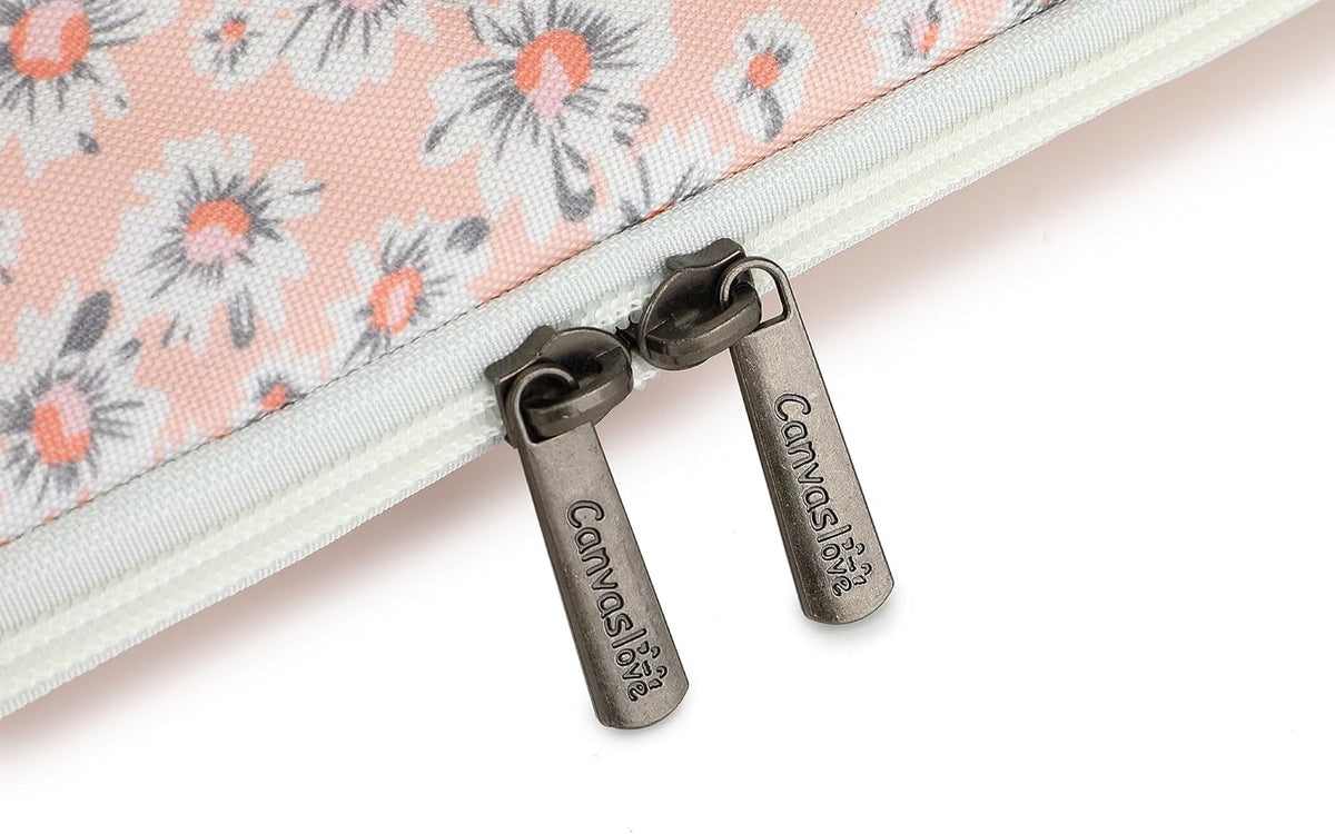 Canvaslove Pink Chrysanthemum Laptop Sleeve Case Bag With Pocket for MacBook Pro 14 inch,Surface Laptop 14.4 inch and HP Lenovo Dell ASUS Acer 14 inch Laptop Computer