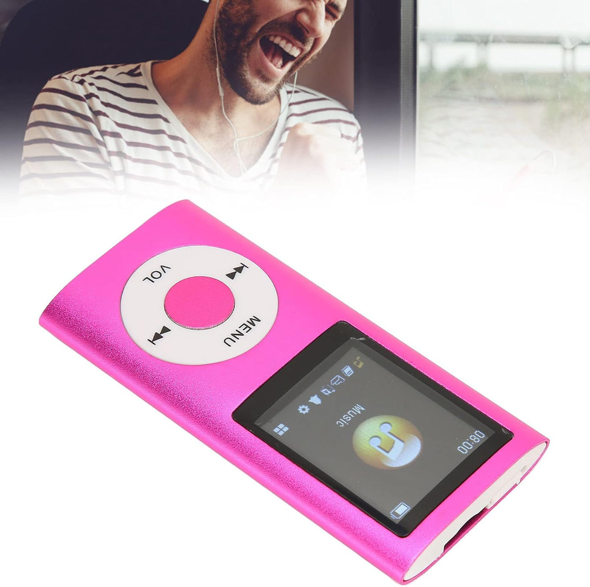 Heayzoki MP3 1.8 Inch 64GB, Player with Bluetooth, Music Player with Built-in HD Speaker, LCD Screen, HiFi Sound