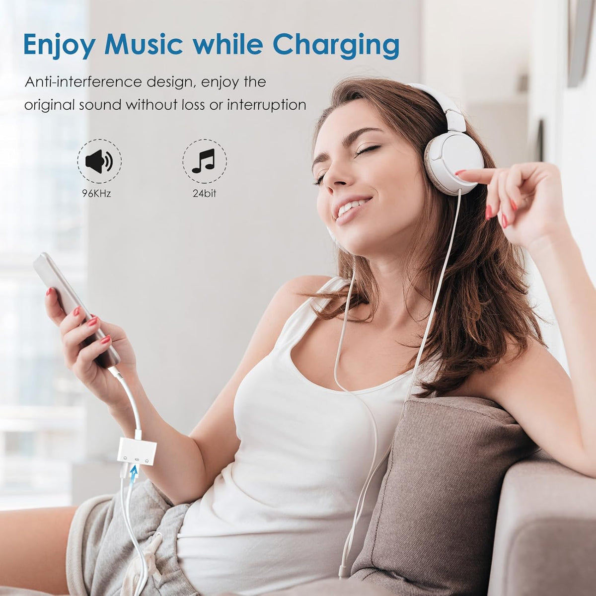 USB C to 3.5mm Audio Adapter, 3-in-1 Aux to USB C Headphone Splitter with PD Fast Charging, 3.5mm to USB C Headphone Jack Adapter Compatible with iPhone 15/16, iPad Pro, Galaxy S24/S23, and More