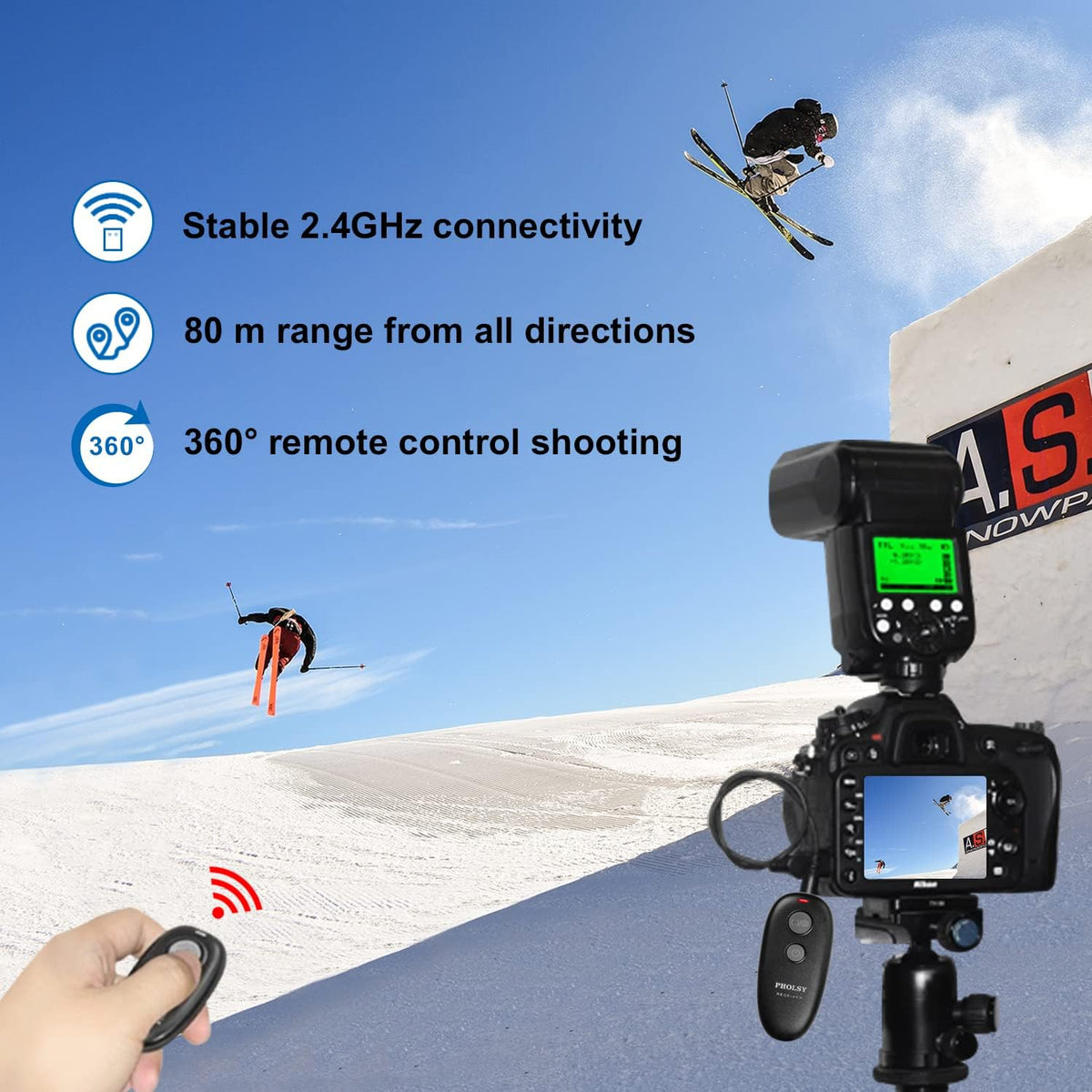 PHOLSY Wireless Remote Shutter Release C6 Compatible with Canon R8 R100 R7 R6 90D 250D 200D 850D SX50HS; for Olympus OM-1 EM1X EM1-II EM1-III EM5-III; for Fuji GFX100 X-H2S XT3 XT4 XT5 XT30; RS-60E3