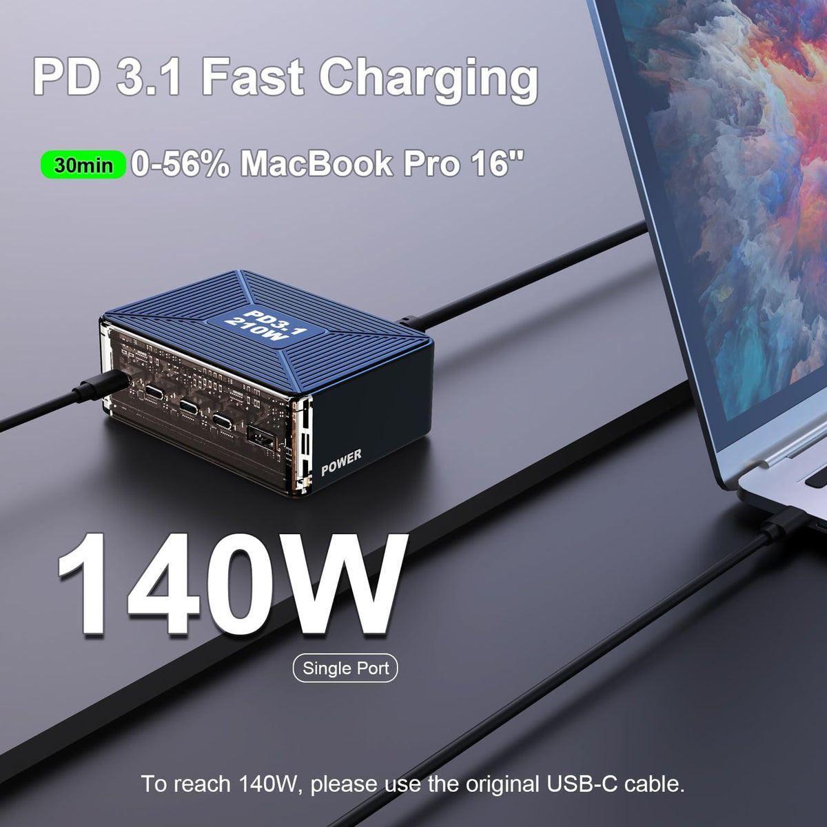210W USB C Charger, Graaci GaN 5-Port PD3.1 140W 100W PPS Fast Charging Station, Type C Laptop Wall Charger Power Adapter for MacBook Pro/Air M2, iPhone 15 Pro, Galaxy S23 Ultra, Pixel 8, Steam Deck