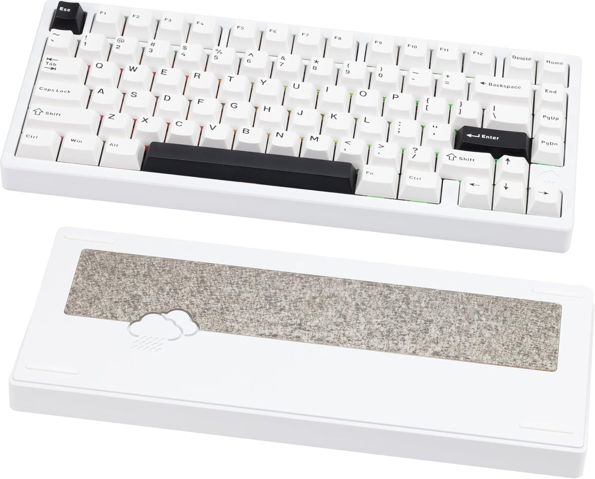 KEEBMONKEY WOBKEY Rainy 75 CNC Aluminum HMX/JWK/Cocoa Switches Triple-Mode Connectivity Mechanical Keyboard with Superior Acoustics, RGB/FR4/Silver SUS304/7000mAh/Cocoa Switch (Pro - Luna)