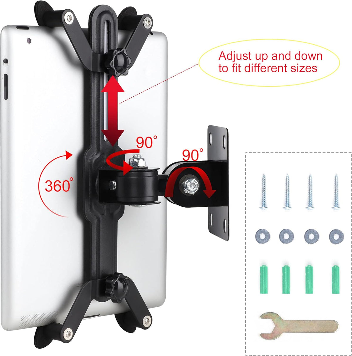 Tablet Wall Mount, Suitable for 7 to 13 inch Tablet PCs, Homes, Classrooms, Medical Places, Business （Black）