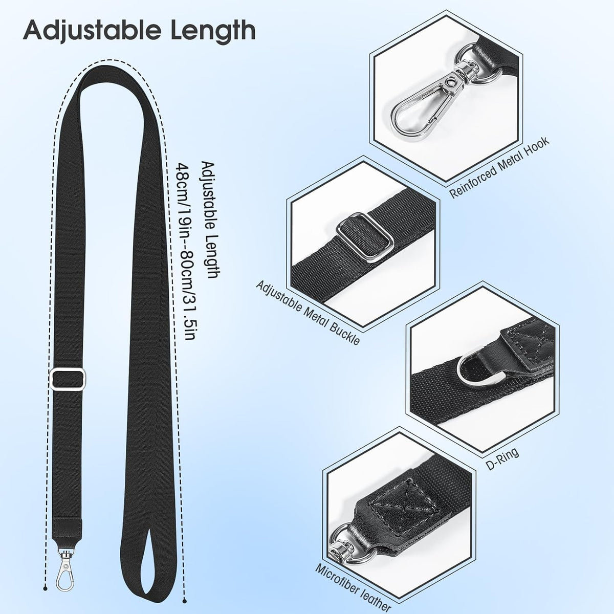 Phone Lanyard 2 Pack, Adjustable Cell Phone Multifuctional Patch Lanyards,Compatible with Most Smartphones and Wallets Keys ID Badges Travel Essentials(Black+Gray) (Lanyard Letter Sign L)