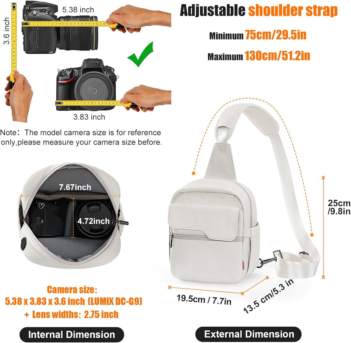 Cwatcun Camera Bag Small Compact Camera Sling Case, Waterproof Canvas Crossbody Camera Bag with Rain Cover, Travel