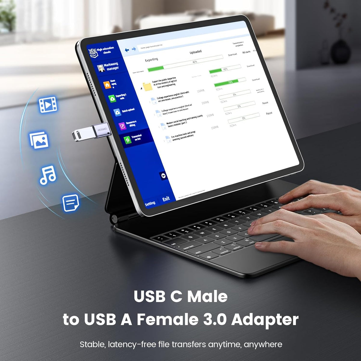 MOSWAG 2 Pack USB C to USB Female Adapter, USB 3.0 to Thunderbolt 3 OTG Adapter Compatible with iPhone 16 15 Max,MacBook Pro Air,Mac,iPad,Microsoft Surface Go,Samsung S24 S23 S22