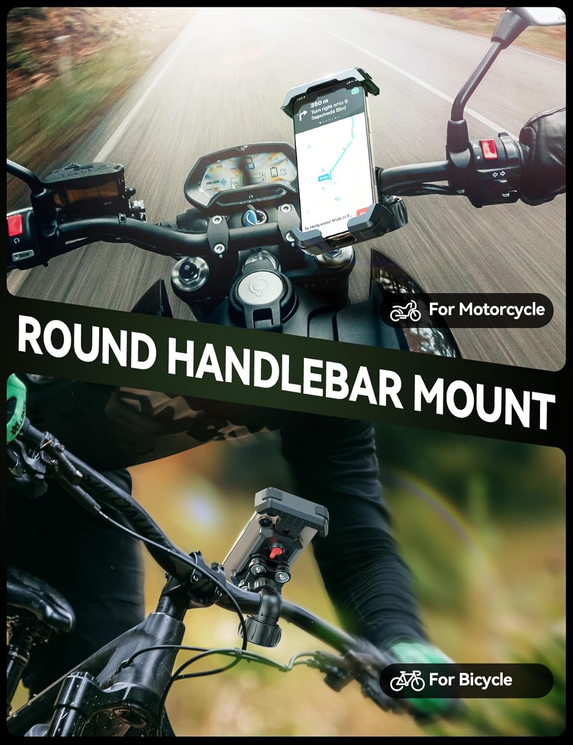 JOYROOM Bike Phone Holder Mount, [Dual Anti Vibration] [2025 Upgrade Reinforcement] Cell Phone Holder for Bike, Bicycle Scooter Accessories, Motorcycle Handlebar Phone Mount for iPhone 16