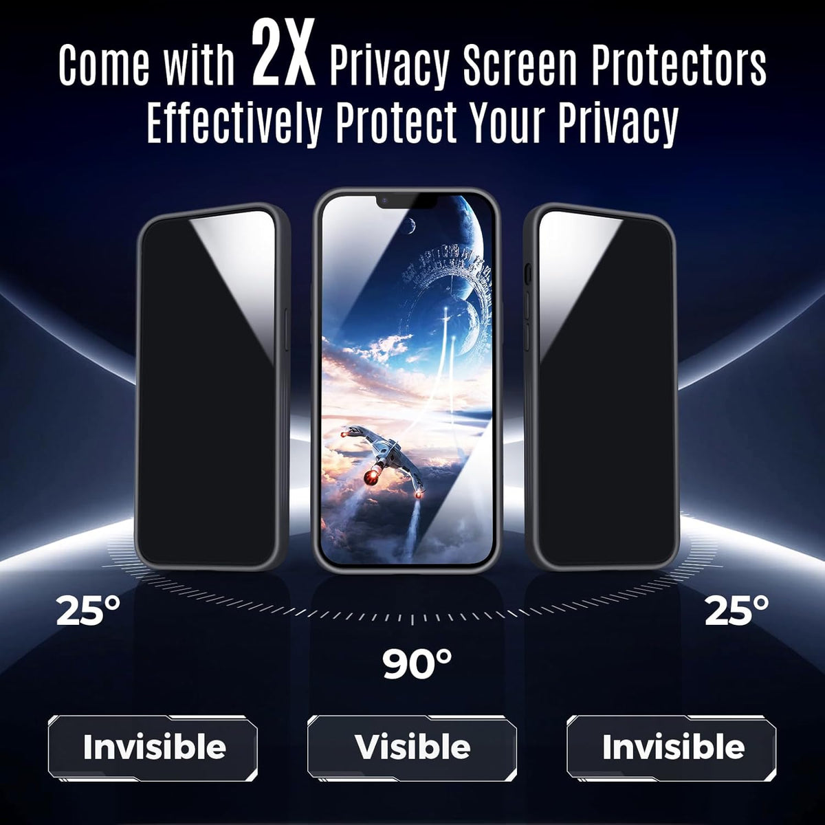 Designed for iPhone 12 Case, Compatible with MagSafe, with Privacy Screen Protectors X2, [Camera Protection] [15FT Military Drop Protection] Shockproof Phone Case, 6.1", Black