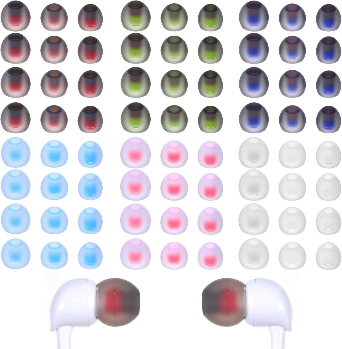 Hpmjz 36 Pairs Ear Bud Rubber Tips Silicone Earbud Replacement Tips Ear Tip for in-Ear Headphones with Excellent Noise