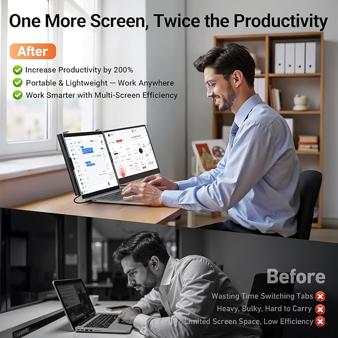 Vixtan Laptop Screen Extender 15.3 FHD 1080P Portable Dual Monitor Ultra-Thin 1.7lbs Plug &amp Play for 13-17 Laptops