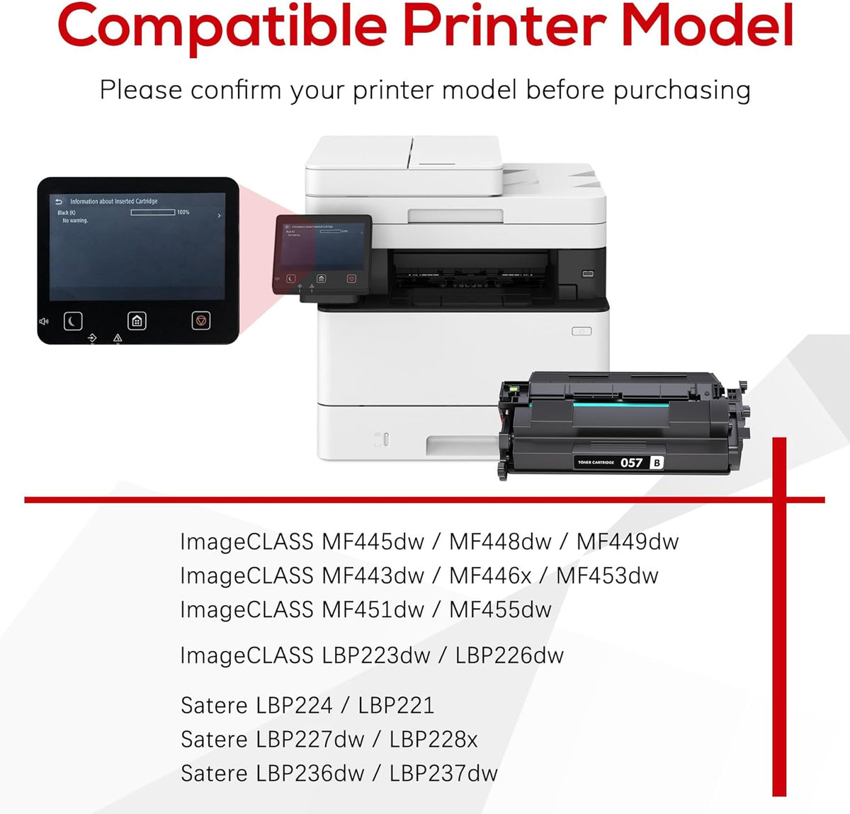 Compatible 057 Toner Cartridge with Display Capacity Chip Replacement for Canon 057 057H CRG-057 Works with Canon imageCLASS MF455dw MF445dw LBP226dw LBP227dw LBP228dw Printer(057 Black x2 )