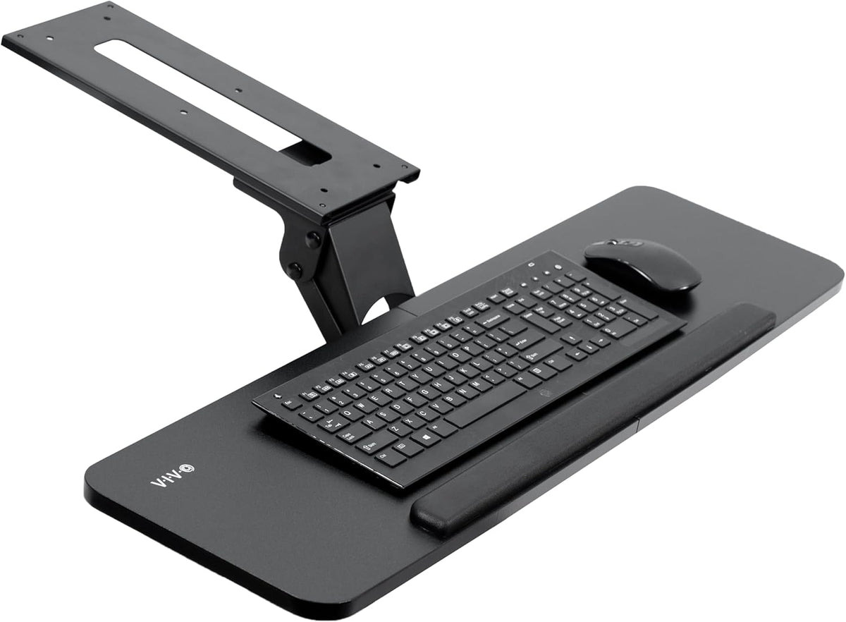 VIVO Adjustable Computer Keyboard and Mouse Platform Tray, 34 x 10 inch Ergonomic Under Table Desk Mount Drawer Underdesk Shelf, Black, MOUNT-KB36B