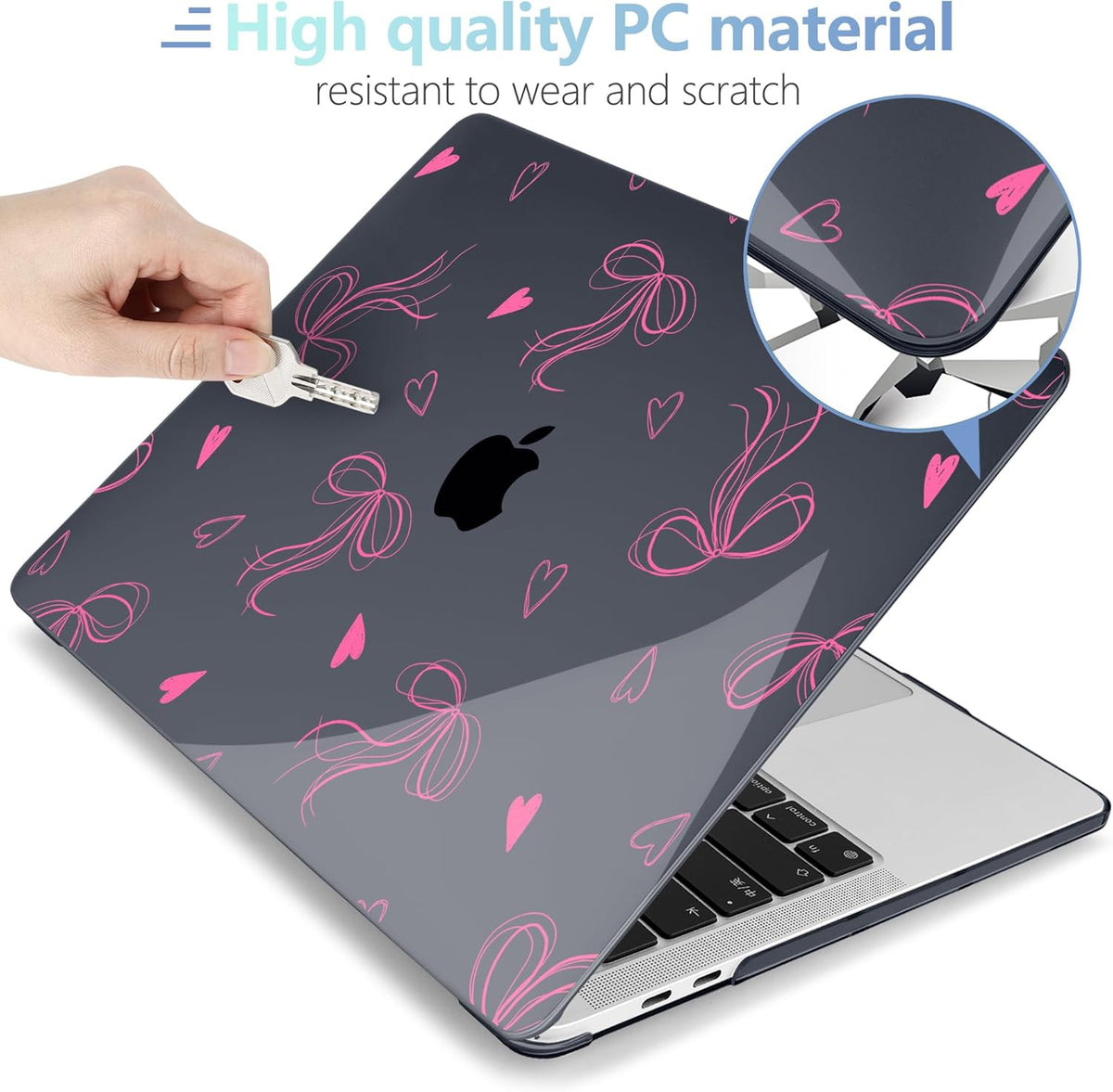 MEEgoodo Case for MacBook Pro 13 inch Case 2022 2021 2020 New A2338 M2/M1 A2251 A2289, Laptop Hard Shell with Keyboard & Camera Cover Compatible with 13 inch MacBook Pro, Ribbons Bow