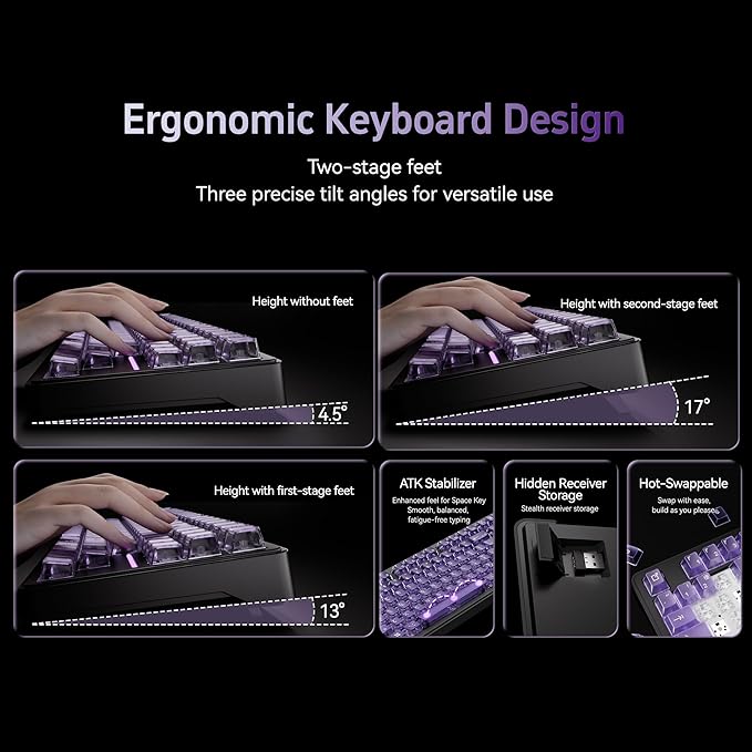 ATK A87 Pro Wireless Mechanical Keyboard 87-Key TKL Gasket Mount Hot-Swap Tri-Mode RGB (Glacier Blue)