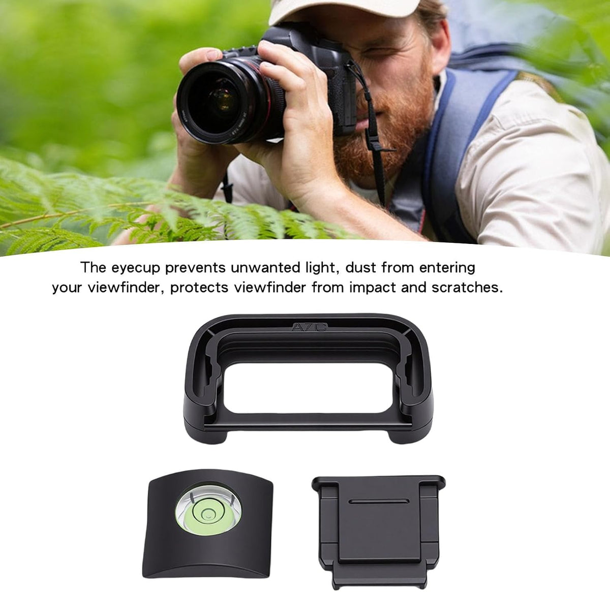 A7C fosa Camera Eyecup Viewfinder Eyepiece Hot Shoe Protector Cap Bubble Level for with Soft Silicone Eye Relief Camera