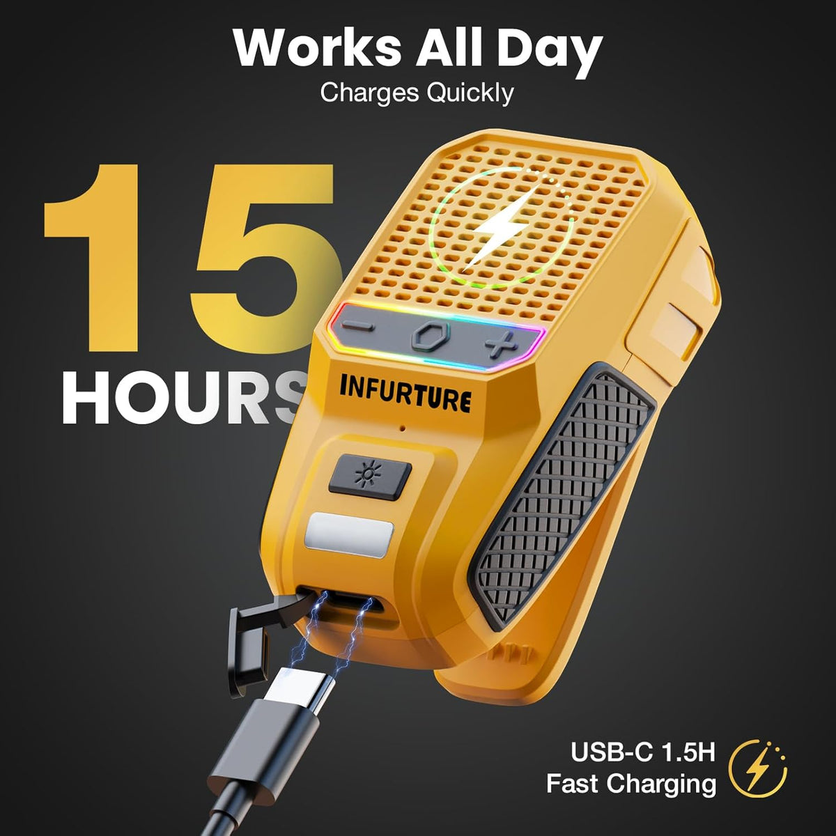 INFURTURE Clip on Bluetooth Speaker with RGB/Flashlight, Wearable Waterproof Shower Speaker Bathroom Speakers Built