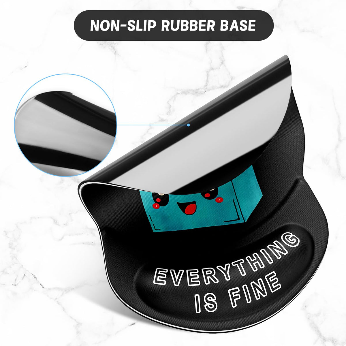 ITNRSIIET Ergonomic Mouse Pad with Gel Wrist Support Small Wrist Rest Smooth Surface Non-Slip PU Base Comfortable Office Supplies Pain Relief, 8.7 x 7.2 inches, Cute Dumpster
