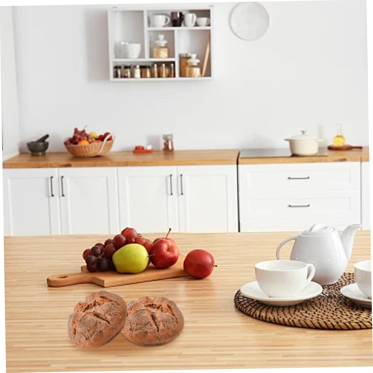 Hbbgdiy 2PCS 6x3.2 Inch, Realistic PU Bread Artificial Bakery Display & Photography Props for Shop Window, Kitchen Dcor