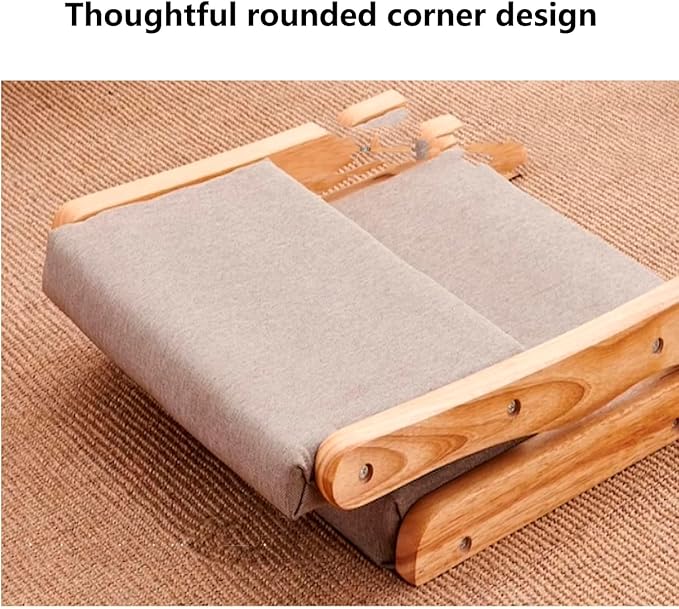 BTZHY Floor Chair Japanese Legless Chair Seat with Back Support FoldableWood Folding Floor ChairHome Bay Window Lazy Backrest Chair Meditation Floor Seating for Living Room(C)