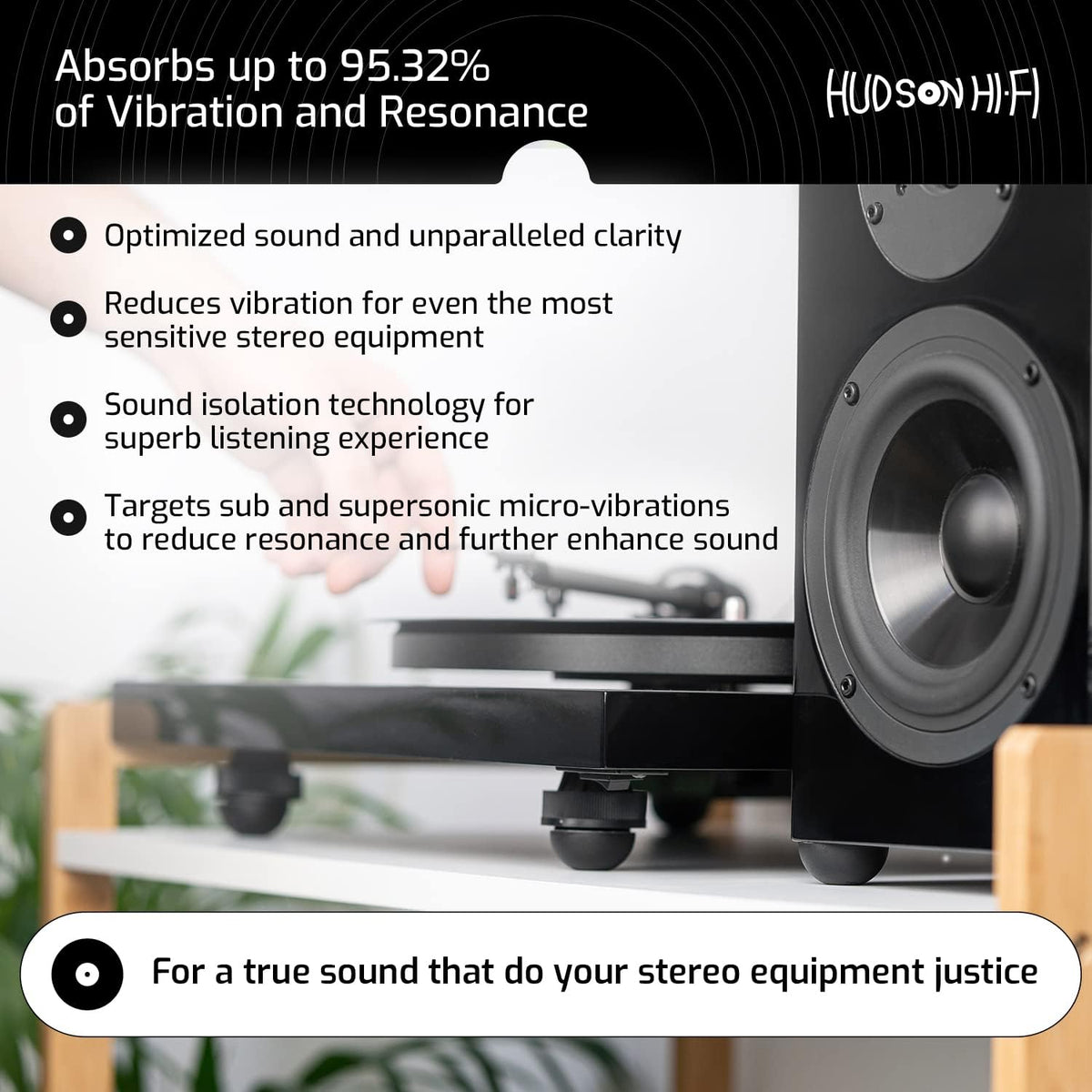 1.25" Platinum Silicone Speaker Isolation Pads - 4-Pack Non-Skid Speaker Pads with Adhesive, Speaker Isolation Feet for Record Player Isolation - Turntable Feet and Subwoofer - 20 Duro