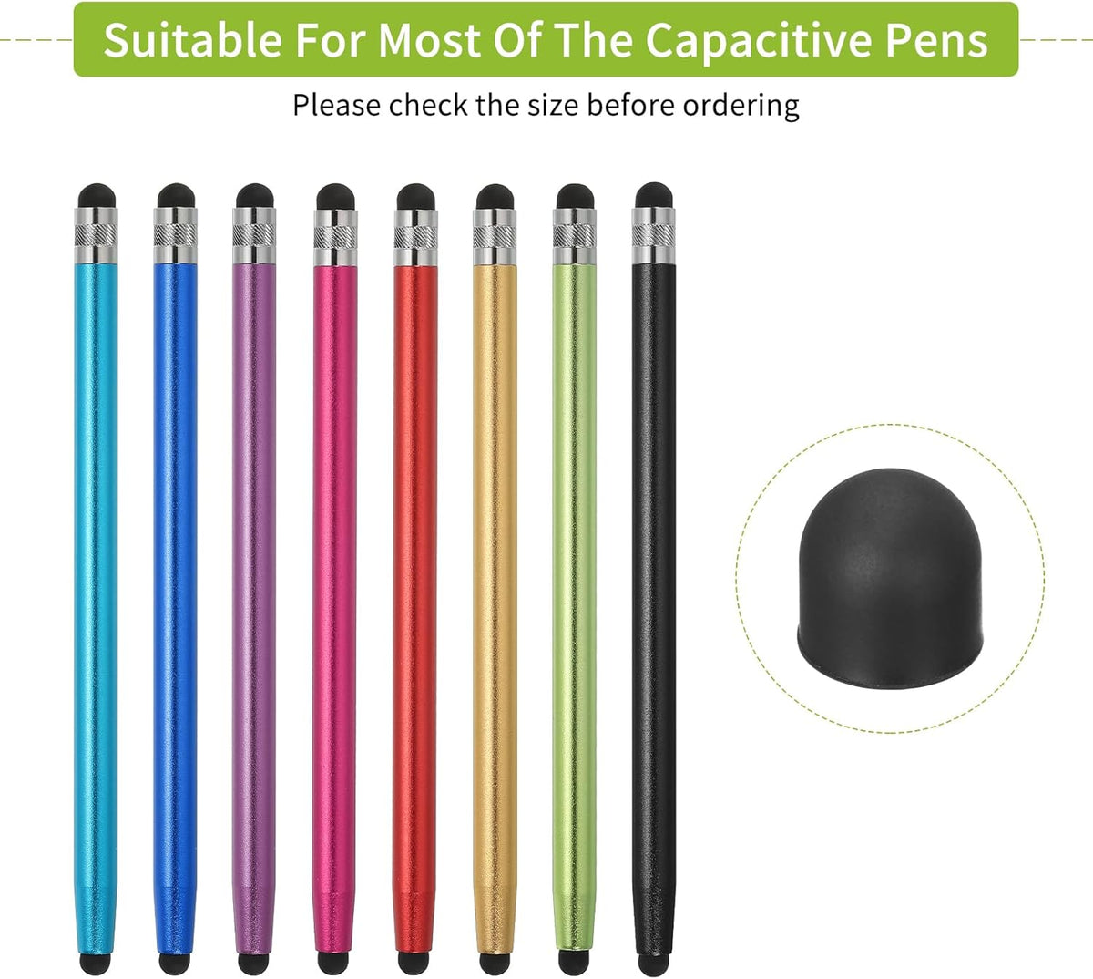 MECCANIXITY 60Pcs Replacement Stylus Pen Tips 7mm Conductive Capacitive Touch Screen Pens Tips Silicone Rubber, Black
