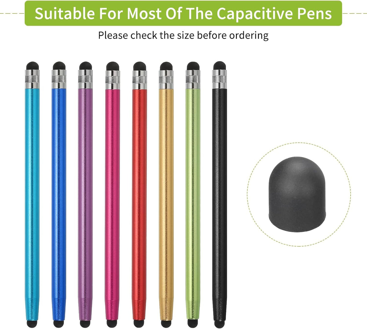 MECCANIXITY 40Pcs Replacement Stylus Pen Tips 6.5mm Conductive Capacitive Touch Screen Pens Tips Silicone Rubber, Black