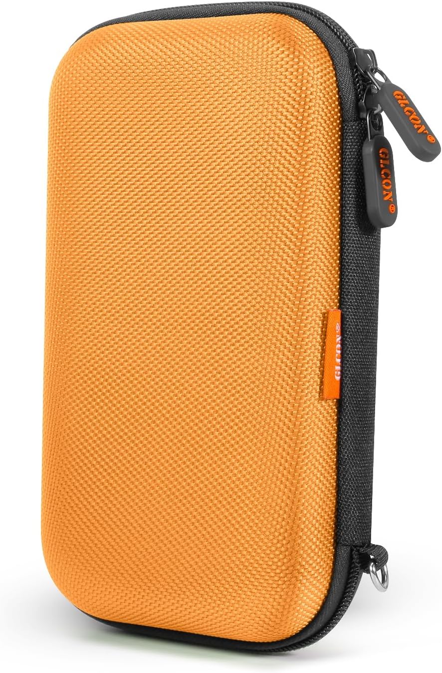 GLCON Orange Shockproof Hard EVA Carrying Case Travel Pouch for External Hard Drive, Power Bank, Cell Phone, Cable