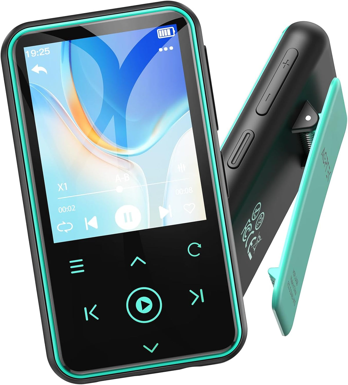 AGPTEK 64GB MP3 1.8 inch 5.3 128GB M2, Player with Clip, Bluetooth Music Player with FM Radio, Voice Recorder for Sport