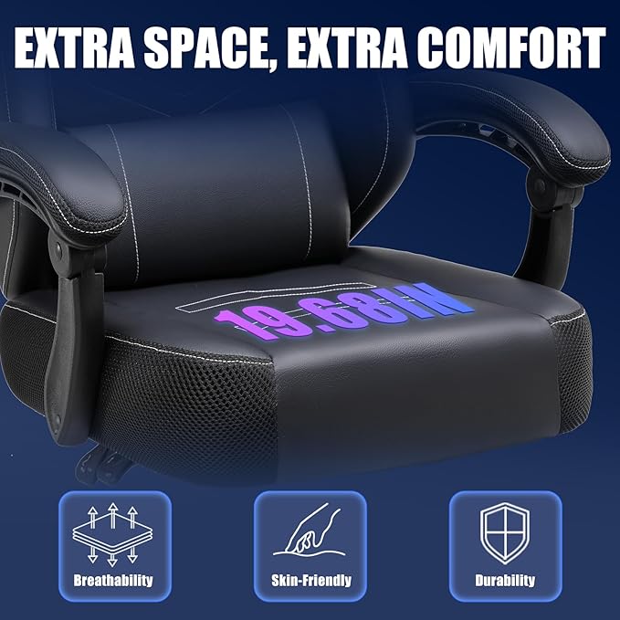 GORISE Gaming Chair PC Computer Game Chair for Adults Ergonomic High Back Home Office Desk Chair with Headrest &amp Lumbar Support Linkage Armrest (Gray)