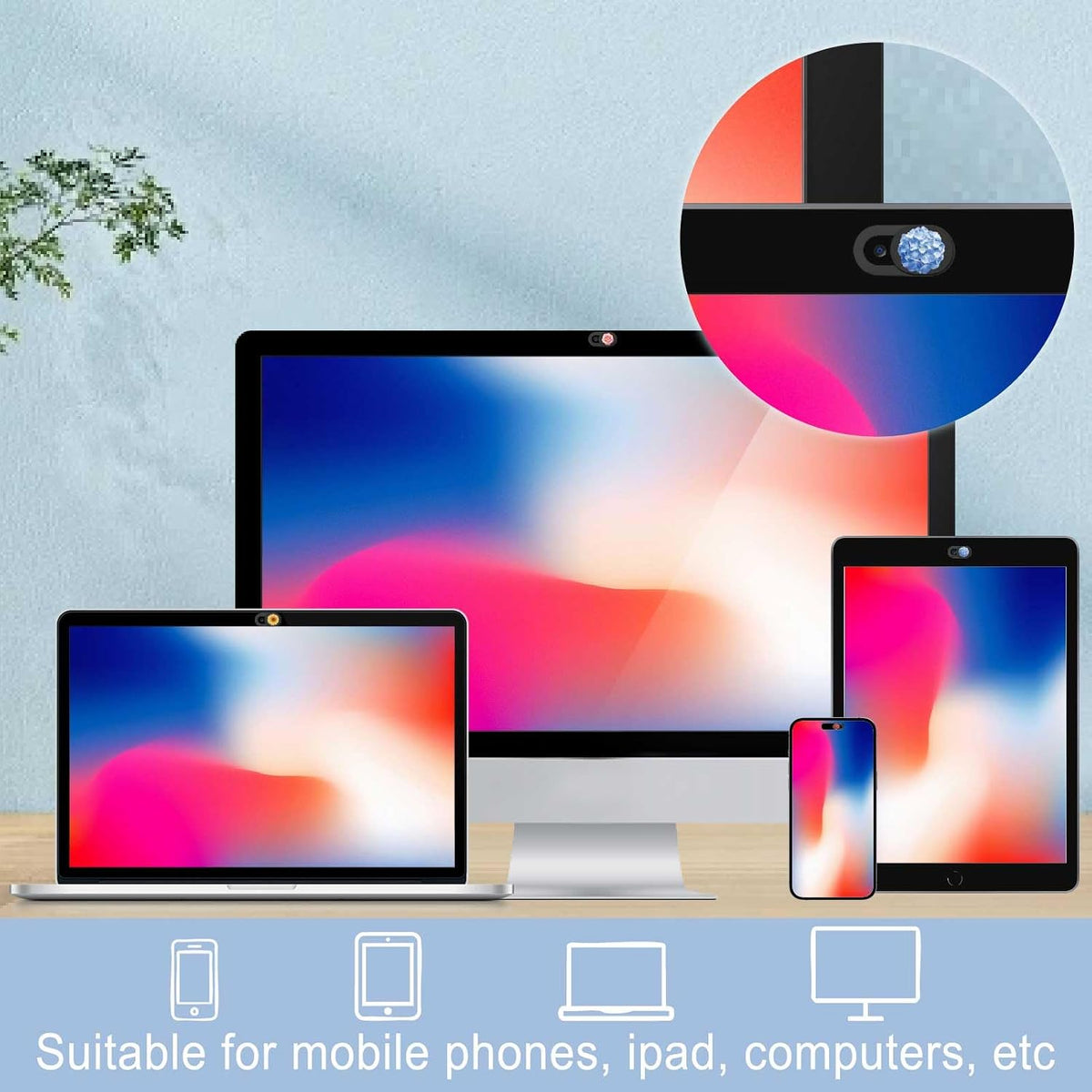 6Pcs 6 0.04 Inch Styles Cute Camera Cover Slide Flowers Privacy Guard Accessories, Webcam Cover Slide Ultra Thin