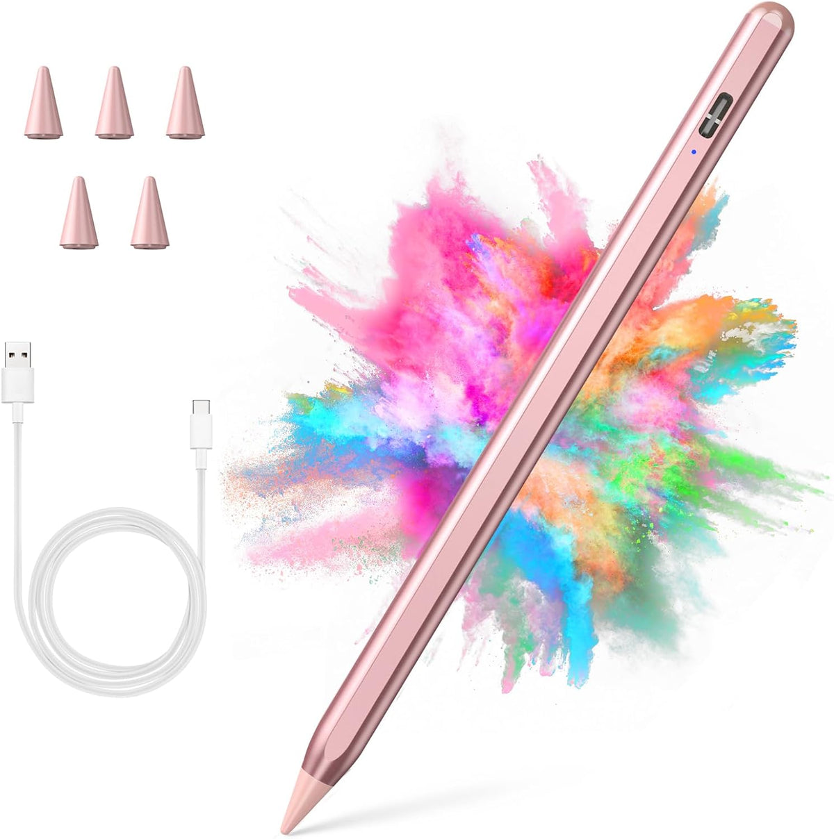 Stylus Pen for iPad 2018-2023 with Palm Rejection, Active Pencil for iPads 10th/9th/8th/7th/6th, for iPad Pro 11/12.9 inch, for iPad Air 5th/4th/3th Gen, for iPad mini 6th/5th Gen (Rose Gold)