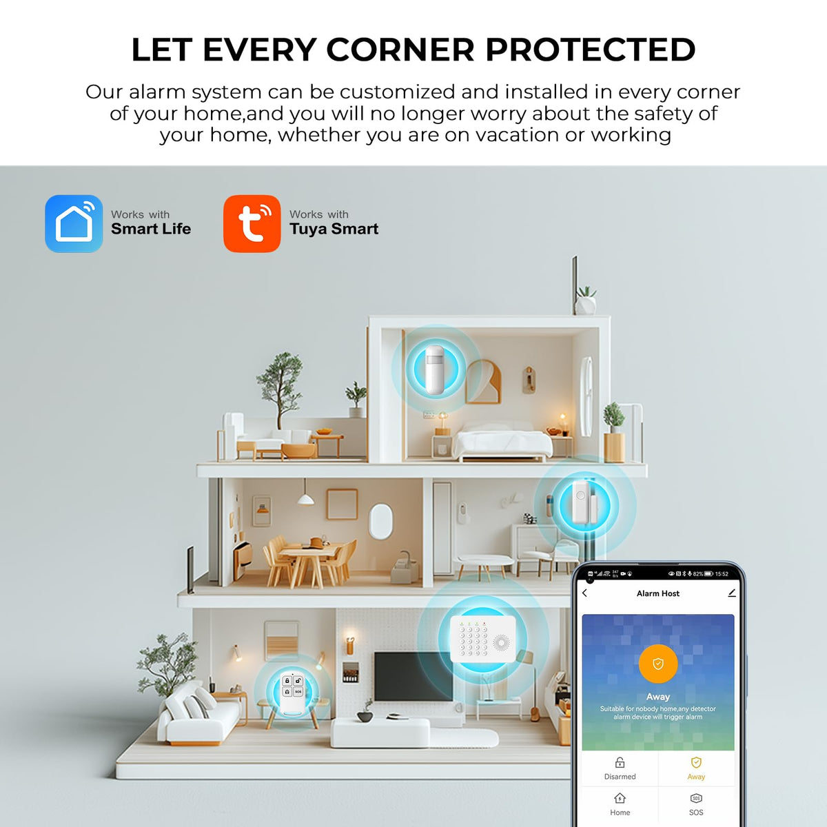 20 PCS Alarm System for Home Security,Wireless Home Security Systems with DIY Expandable Door Sensor,Motion Detector,4G GSM/Tuya App Alerts,Compatible