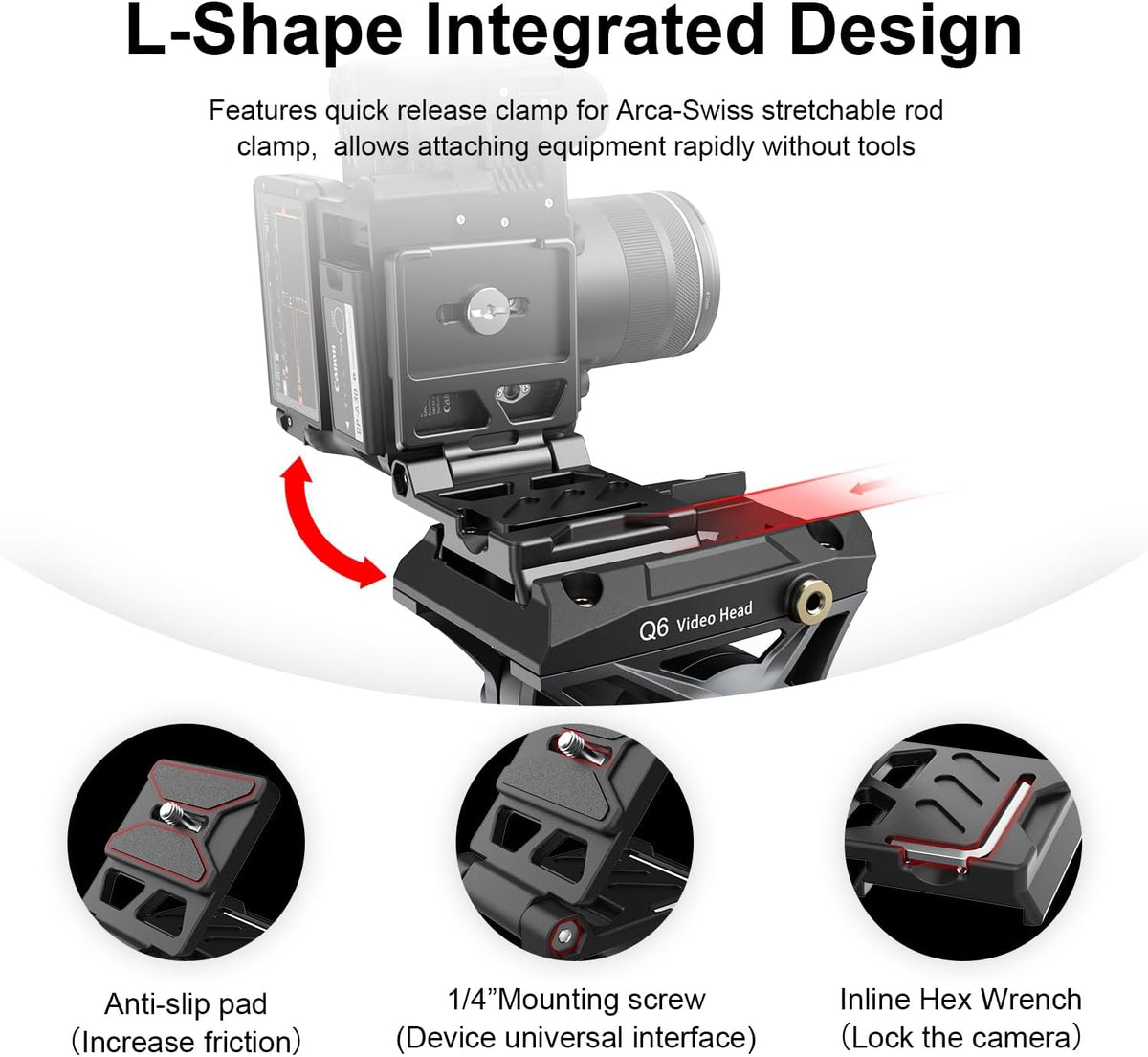 COMAN EX300 Foldable Camera L Bracket, Universal L-Shaped Vertical Horizontal Camera Quick Release Plate, for DSLR