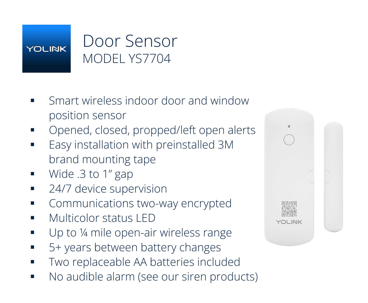 YoLink LoRa Smart Door Sensor Starter Kit: - 1/4 Mile Open-Air Range, Door Left-Open Reminders,5 Years Battery Life, SMS/Text, Email & App Alerts